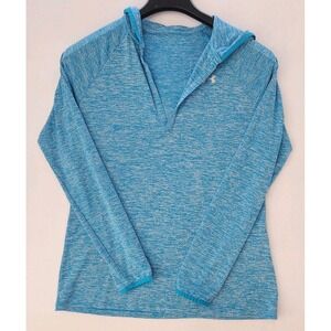 Under Armour Heather Blue Pullover Hoodie V Neck Loose Fit Womens Sz Medium